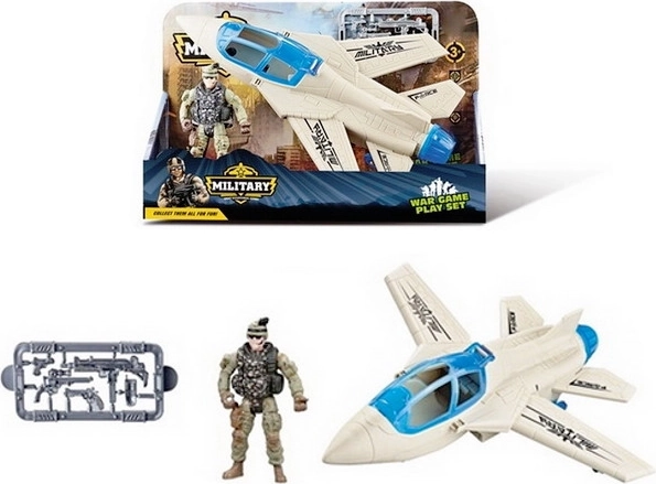 Militaire set met vliegtuig, figuur en wapens
