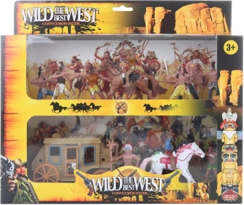 westerse set voor kinderen met indianen, wagen en paarden