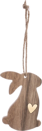 Hangende houten haas bruin 10 cm