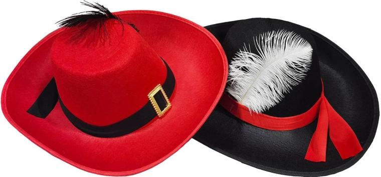Carnavals musketiershoed in twee kleuren - 1 stuk