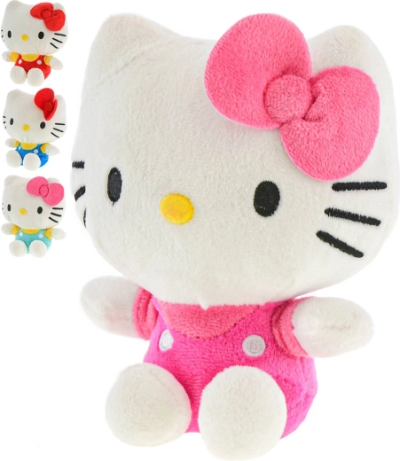 Pluchen knuffel Hello Kitty zittend 16 cm (4 kleurvarianten) - 1 stuk