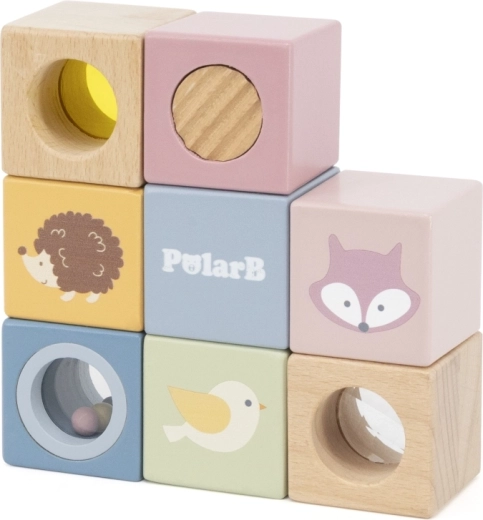 Pastelkleurige houten PolarB-set