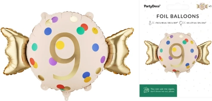 Folie verjaardagsballon Cukierek – cijfer 9 (bonbon)