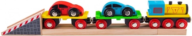 Houten goederentrein met auto’s en rails BIGJIGS RAIL