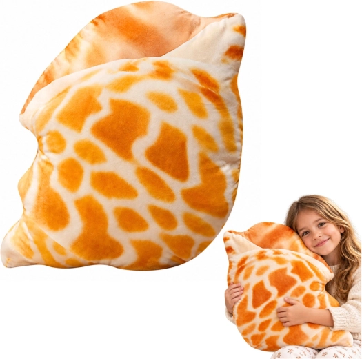 Pluchen kussen schelp 50 x 40 cm – Beige-oranje