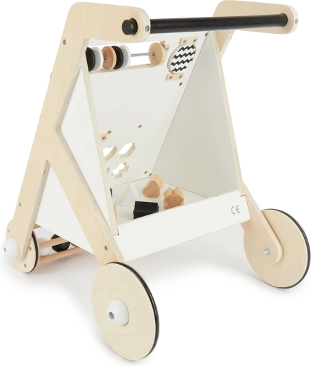 Bieco houten loopwagen voor kinderen met activiteiten Black & White