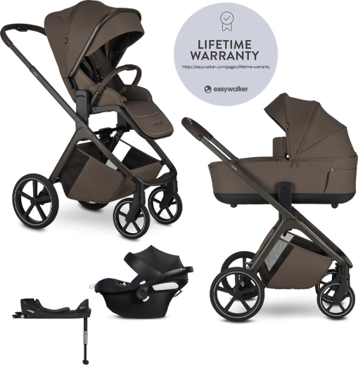Easywalker Zoey combiwagen Chestnut Brown met autostoel CBX by CYBEX Aton B2 i-Size en Cybex Base One Gold-basis