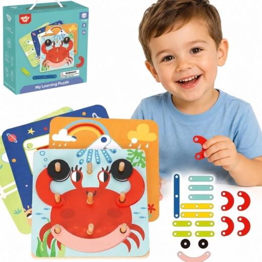 Houten mozaïek en rijg-/veterpuzzel 30 delen Tooky Toy