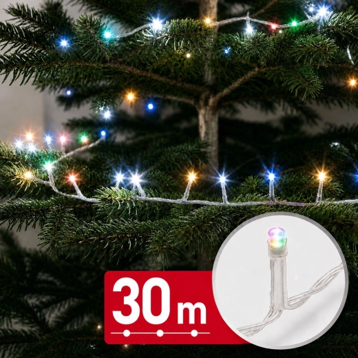 Gekleurde LED-lichtslinger van 30 m, 600 LED's