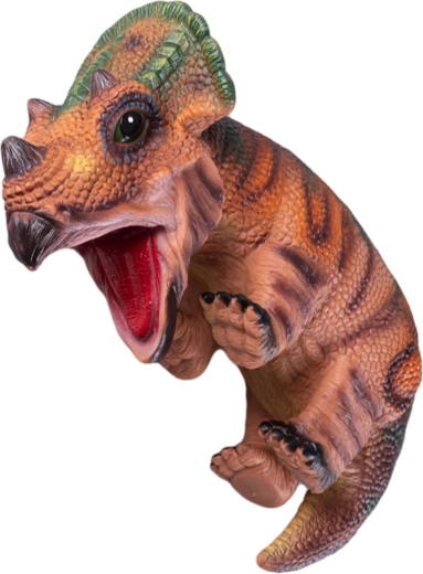 Bruine handpop dinosaurusjong 42 cm - 1 stuk