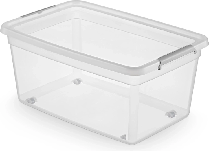 Basestore opbergbox op wieltjes met deksel en clips 40 l