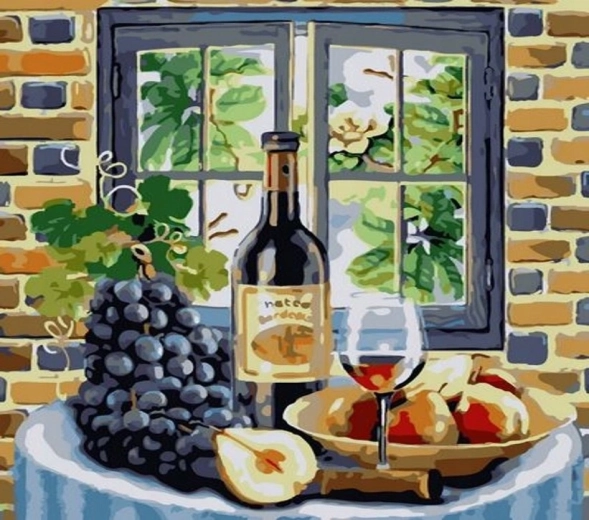 NORIMPEX Schilderen op nummer wijn en fruit 40 × 50 cm
