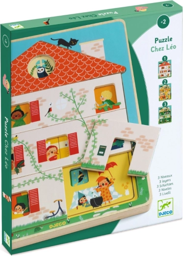 Houten puzzel Huis Chez Léo DJECO