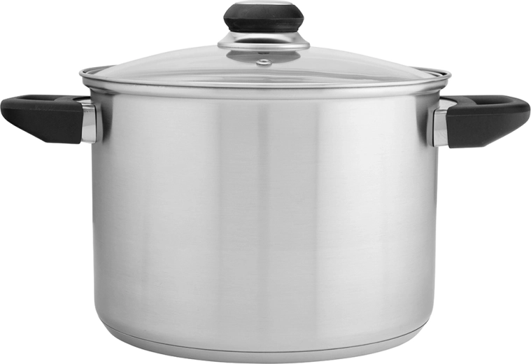 Altom design Emilio hoge roestvrijstalen kookpan 5,6 l met glazen deksel 22 cm