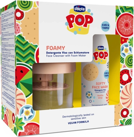 Chicco pop softy milde reinigingsgel voor het gezicht vanilla wrap 150 ml met schuimfles