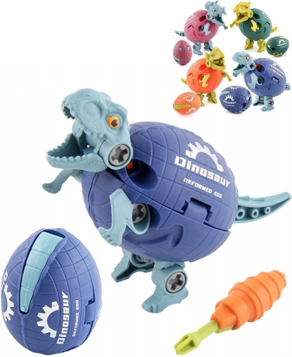 Schroefbare dinosaurus in ei 2-in-1 met gereedschap - 1 stuk
