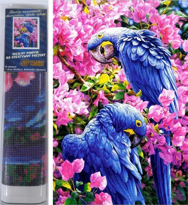 Norimpex diamond painting blauwe papegaaien 30 × 40 cm