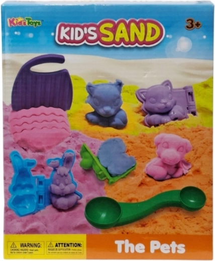 Set gekleurd kinetisch zand met dierenvormpjes