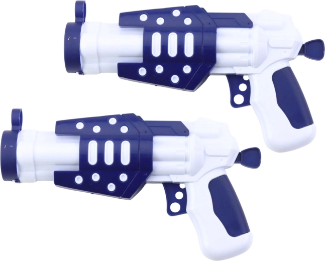 Twee ergonomische pistooltjes voor een duel met z’n tweeën