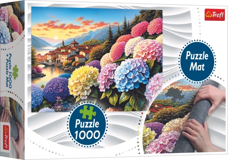 Trefl puzzel hortensia’s 1000 stukjes met puzzelmat
