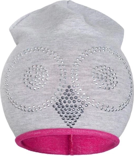 Lente katoenen muts New Baby uil grijs-roze 110 (4–5 jaar)