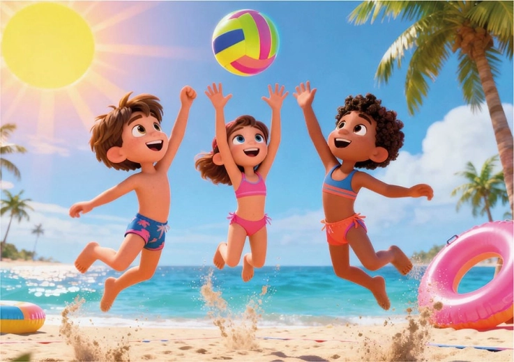 Vrolijke strandillustraties stimuleren tot spelen