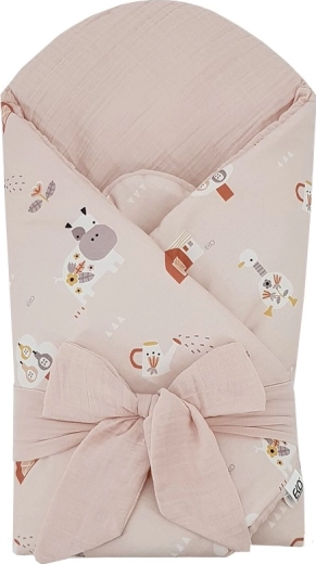 Mousseline inbakerdoek met kokos-inleg Powder Pink 75 × 75 cm