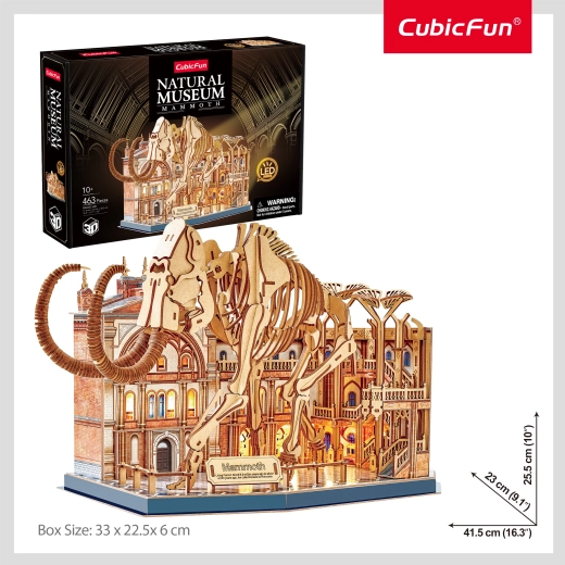 CubicFun 3D-puzzel Natural Museum Mammoet met ledverlichting