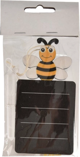 Houten schrijfbaar bordje met bij 7 × 13 cm, zwart