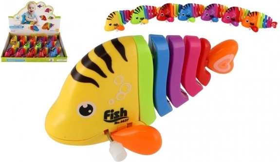 Kleurrijke plastic opwindbare vis 11 cm