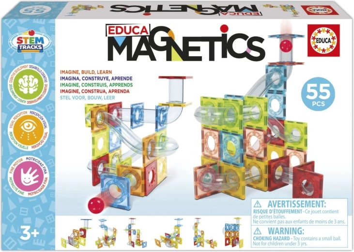 Educa Magnetics STEM magnetische knikkerbaan met 55 onderdelen