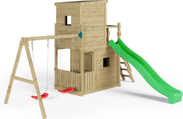 Verhoogd huisje met houten dak