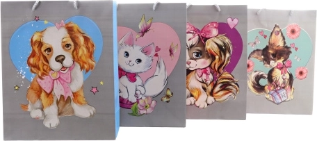 Cadeaupapieren tas met honden- of kattenmotief