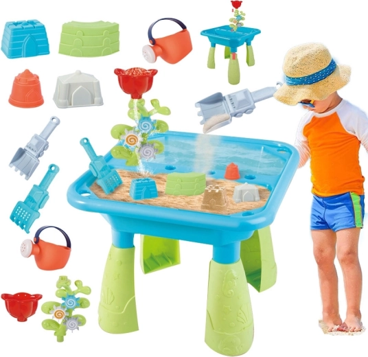 Woopie 2-in-1-wat- en zandtafel met 14 accessoires