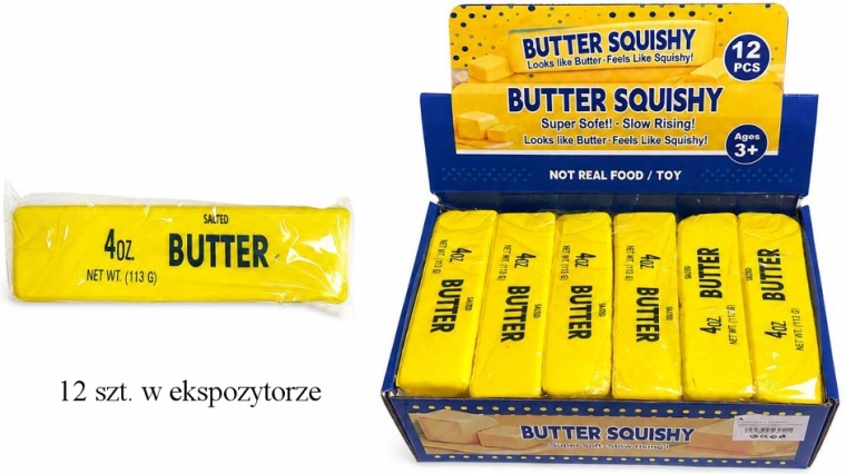 Sensorische antistress knijp-squishy boter geel - 1 stuk