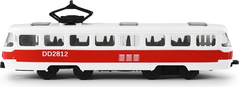 Realistische details zoals een echte tram