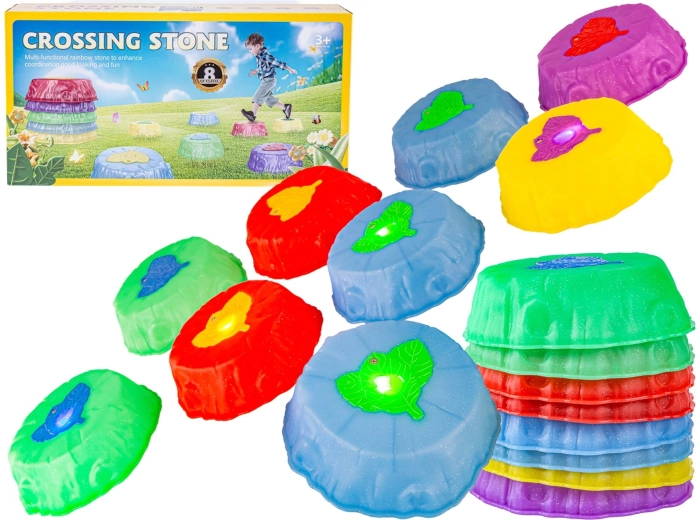 Lichtgevende balansstenen – sensorisch parcours voor kinderen (8 stuks)