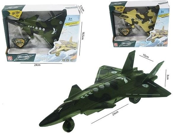 Militair vliegtuig met licht- en geluidseffecten 23 cm HAU13