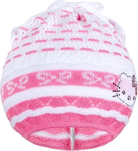 Gebreid mutsje-sjaaltje New Baby poesje roze
