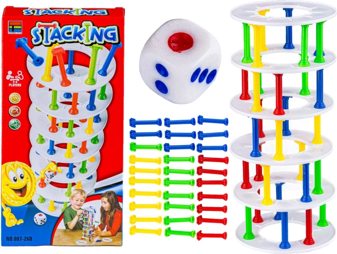 Behendigheidsspel stacking kleurrijke toren – bouw een toren