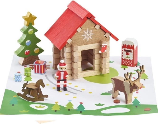 Jeujura houten bouwset Santa’s hut – 60 onderdelen
