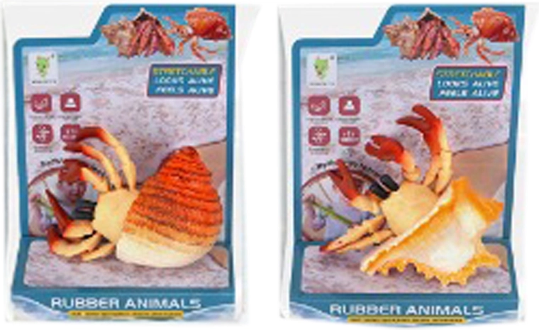 Rubberen krab met schelp 10 cm