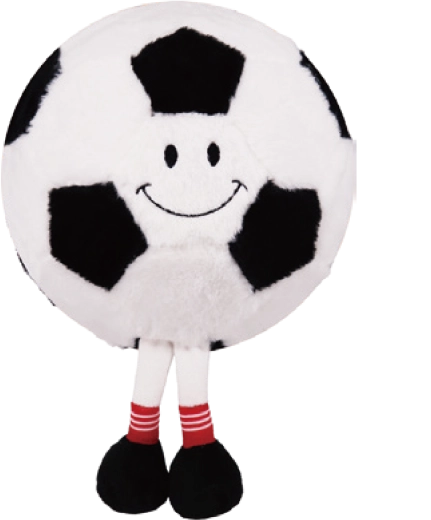 Pluchen opblaasbare voetbal met gezicht en beentjes 23 cm