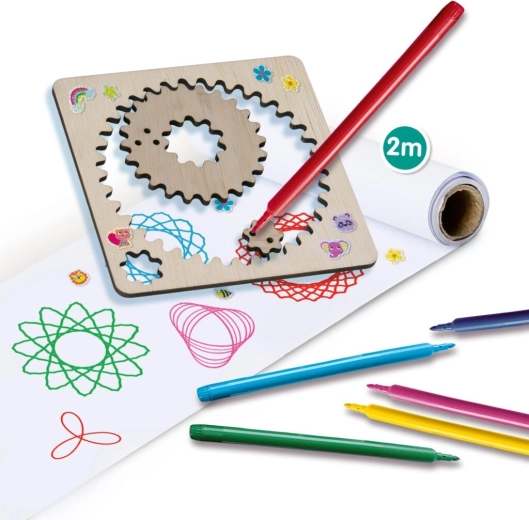 6 kleurstiften en 2 m papierrol