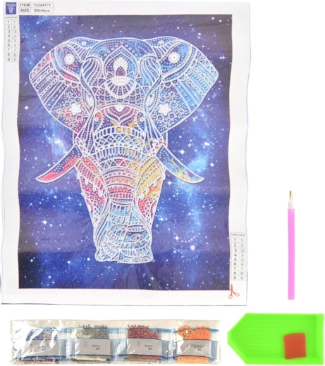 Diamond painting lichtgevende olifant 30 × 40 cm