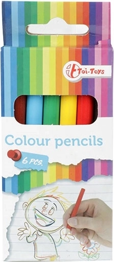 Toi Toys - 6 gekleurde waskrijtjes in karton - 1 stuk