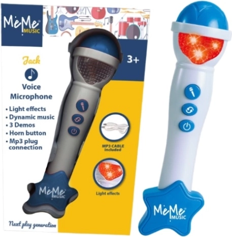 Meme kindermicrofoon met licht- en geluidseffecten blauw