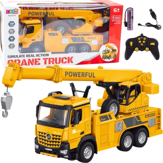 Zachte speelgoed - gele kraan met afstandsbediening