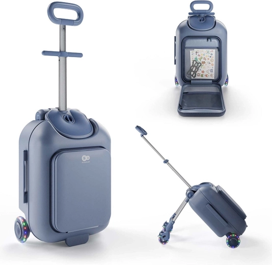 Kinderkraft Cabby kinder-cabinekoffer met zitje 2-in-1 blauw
