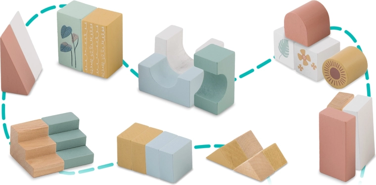 Creatief bouwen met 24 houten blokken